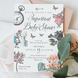 Convite Vintage Alice No Chá de fraldas De Storybook Em Wo<br><div class="desc">Convide seus convidados para o seu importante encontro com nossa bela vintagem Alice no convite para chás de fraldas temático da Terra Maravilha. Perfeito para uma festa de chá de fraldas na Terra das Maravilhas. Design apresenta uma mistura de nossos próprios florais originais desenhados à mão e trabalho de arte....</div>