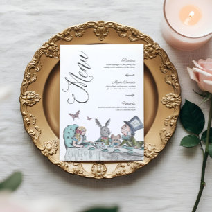 Convite Vintage Alice no Menu do Partido do Chá em Wonderl