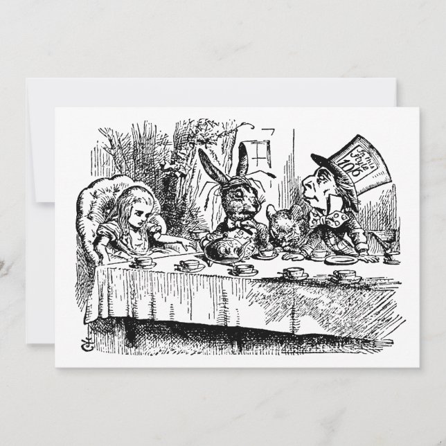 Convite Vintage Alice no Wonderland Tea Party (Frente)