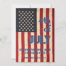 Convite Vintage American Flag 4th da celebração de JULY