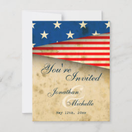 Convite Vintage American Flag Patriotic USA Wedotic