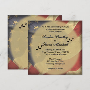Convite Vintage American Flat Music Theme Wedding