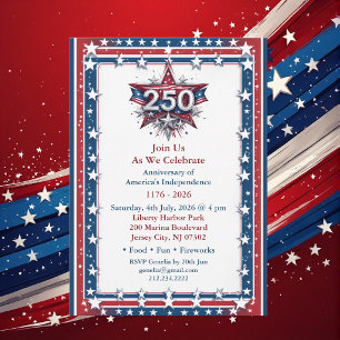 Convite Vintage Americana 250 Aniversário Estrelas e Listr
