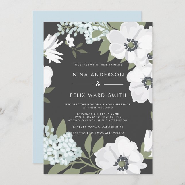 Convite Vintage Anemone Ash Wedding (Frente/Verso)