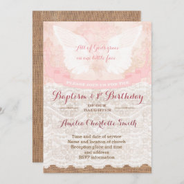 Convite Vintage Angel Baptism e First Birday Girl
