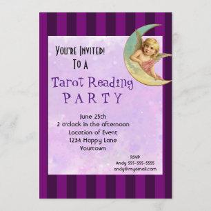 Convite Vintage Angel Tarot Reading Party