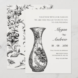 Convite Vintage antigo casamento vase