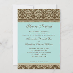 Convite Vintage Antique Lace Casamento: aqua