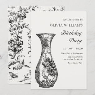 Convite Vintage Antique Vase aniversário