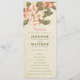 Convite Vintage Apple Blossom Weding Program