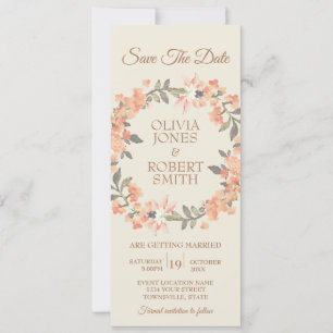 Convite Vintage Apricot Floral Salvar A Data