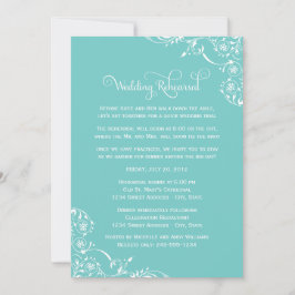 Convite Vintage Aqua Scrolls Ensaio e Janto de Casamento