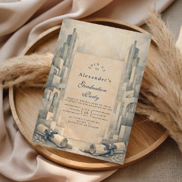 Convite Vintage Architecture Drawing Graduation