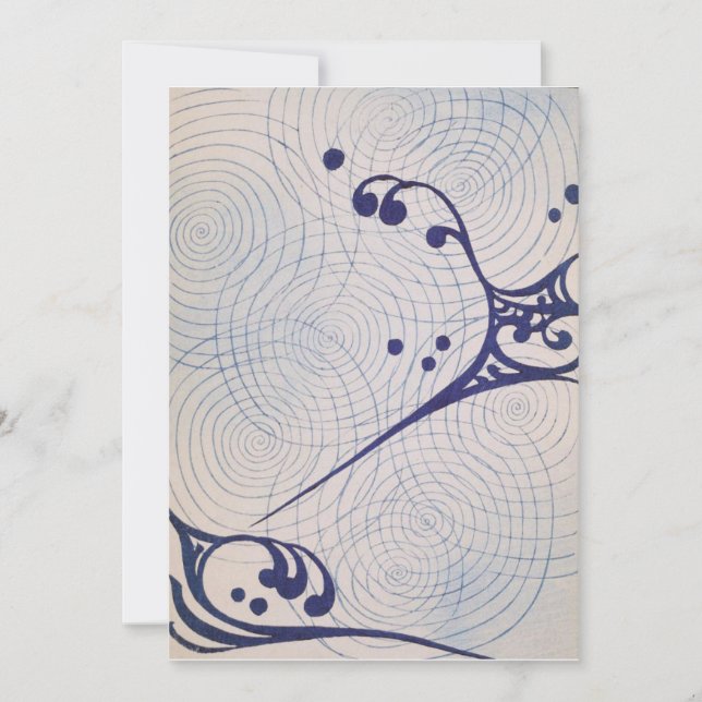 Convite Vintage Art Deco Blue Waves (Frente)