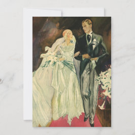 Convite Vintage Art Deco Bride e Groom Newlyweds Casamento