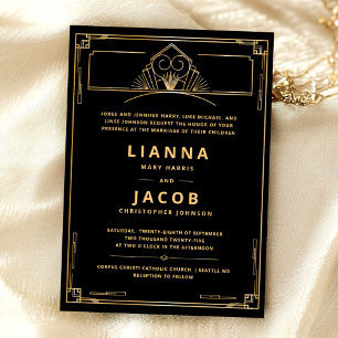 Convite Vintage Art Deco Elegant Wedding