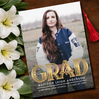 Convite Vintage Art Deco Grad Photo Announcement