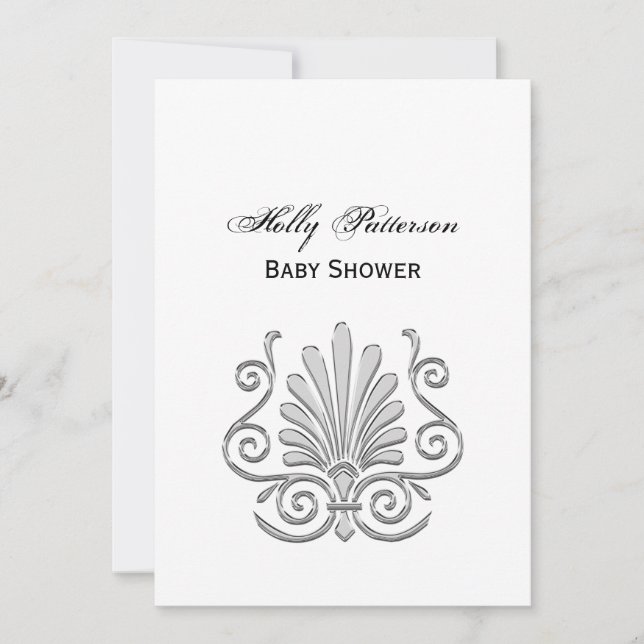 Convite Vintage Art Deco Silver Plume Árabe (Frente)