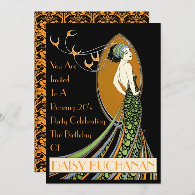 Convite Vintage Art Nouveau anos 1920 (Frente/Verso)