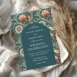 Convite Vintage Art Nouveau, casamento floral