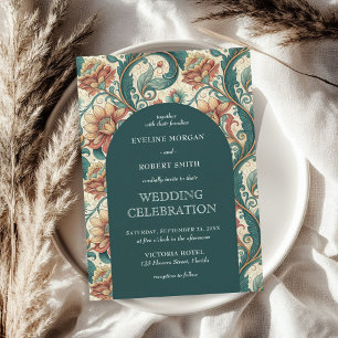 Convite Vintage Art Nouveau, casamento floral