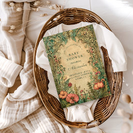 Convite Vintage Art Nouveau Floral Baby Shower