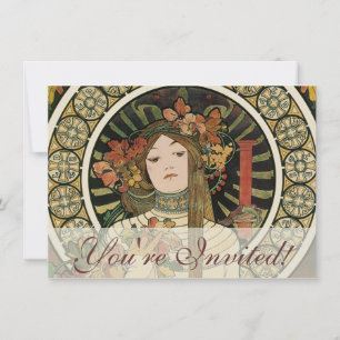 Convite Vintage Art Nouveau Mucha Trappestine Poster