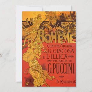 Convite Vintage Art Nouveau Music, La Boheme Opera, 1896