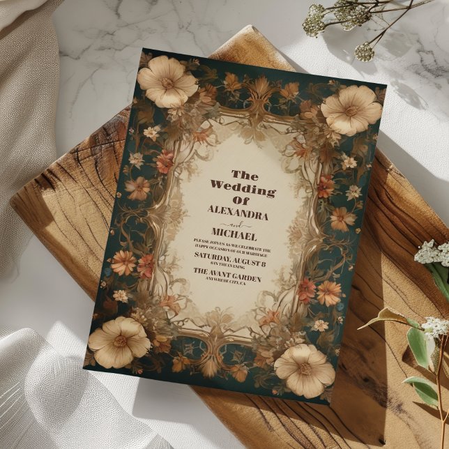Convite Vintage Art Nouveau Wedding (Criador carregado)