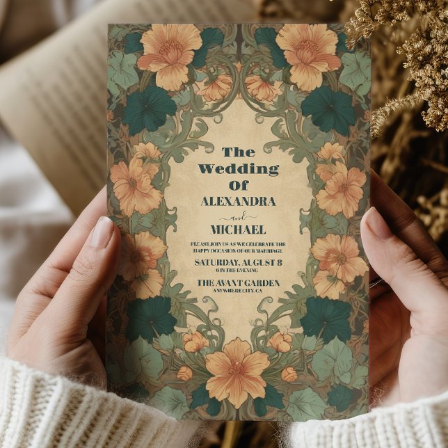 Convite Vintage Art Nouveau Wedding (Criador carregado)