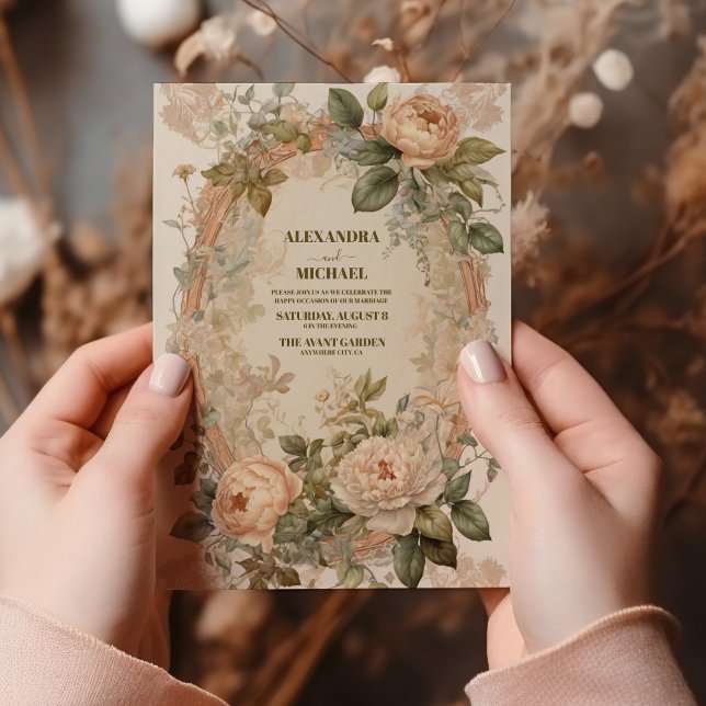 Convite Vintage Art Nouveau Wedding (Criador carregado)