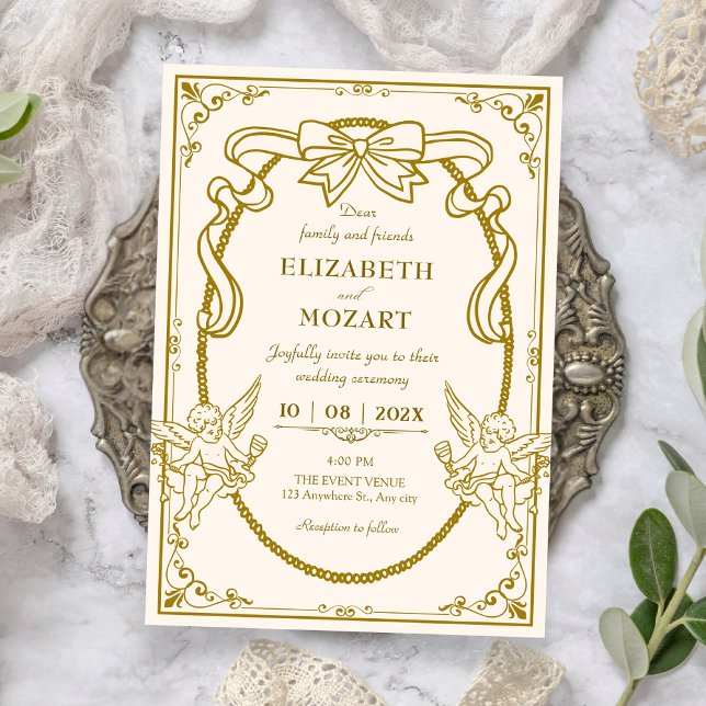 Convite Vintage artistic baroque wedding  (Criador carregado)