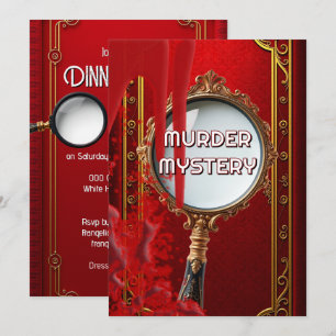Convite Vintage assassinato mistério janto partido retrô v