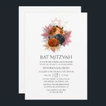 Convite Vintage Autumn Floral Buquê Bat Mitzvah<br><div class="desc">Vintage queimou o outono cor de laranja no outono do bat mitzvah convite personalizável para suas especificidades.</div>