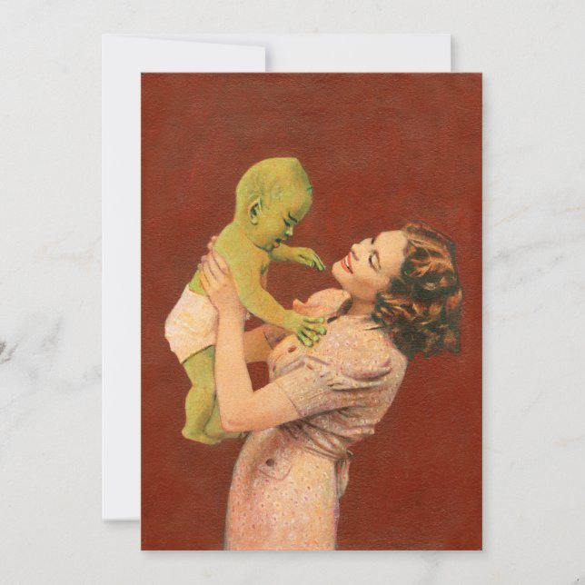 Convite Vintage Baby Alienígena Invite (Frente)