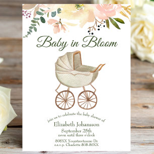 Convite Vintage Baby Buggy e Floral Baby in Bloom