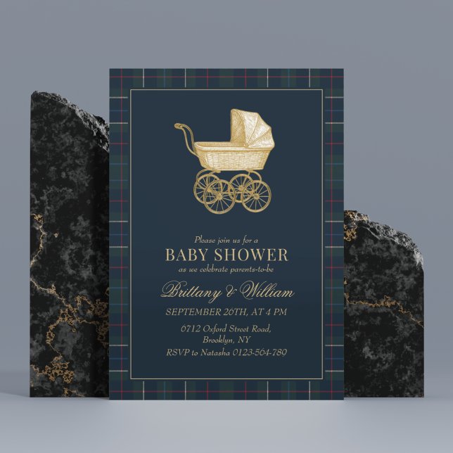 Convite Vintage Baby Carriage Classic Baby Shower  (Criador carregado)