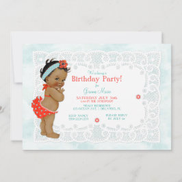 Convite Vintage Baby Girl Bathing Monogramas