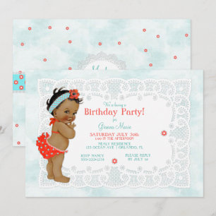 Convite Vintage Baby Girl Bathing Monogramas