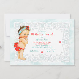 Convite Vintage Baby Girl Bathing Monogramas