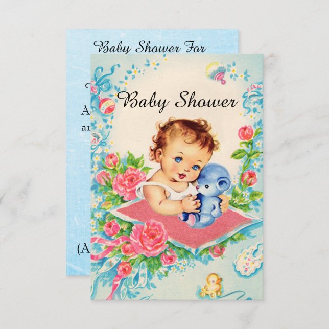 Convite Vintage Baby Girl Shower Invations (Frente/Verso)