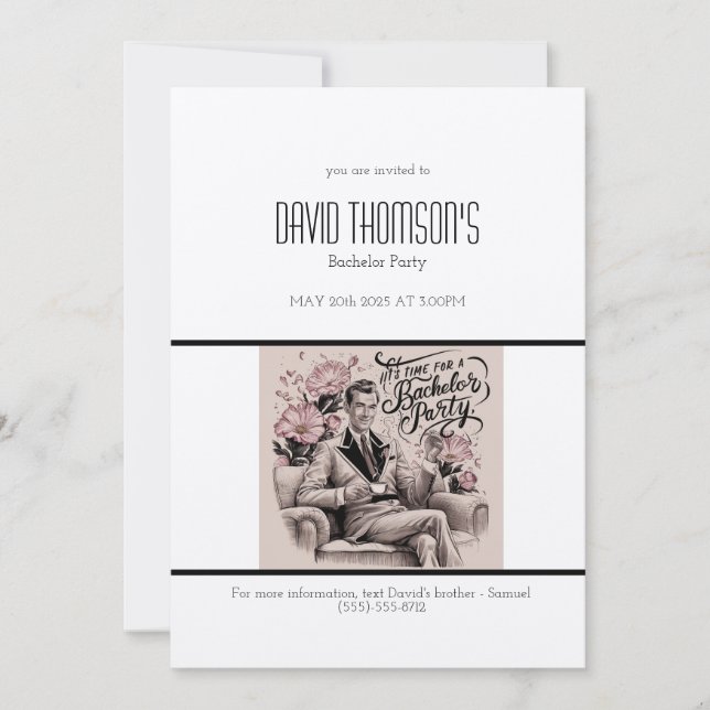 Convite Vintage Bachelor Party - design (Frente)