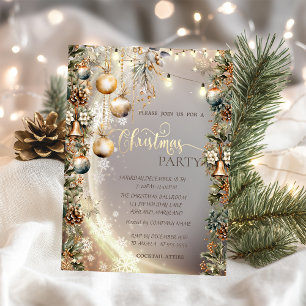 Convite Vintage Balls Bells Pinecones Natal