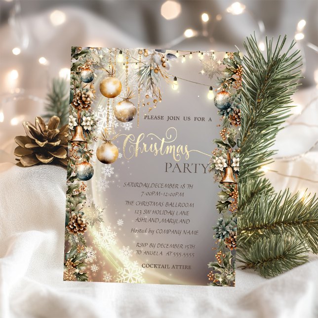 Convite Vintage Balls Bells Pinecones Natal (Criador carregado)