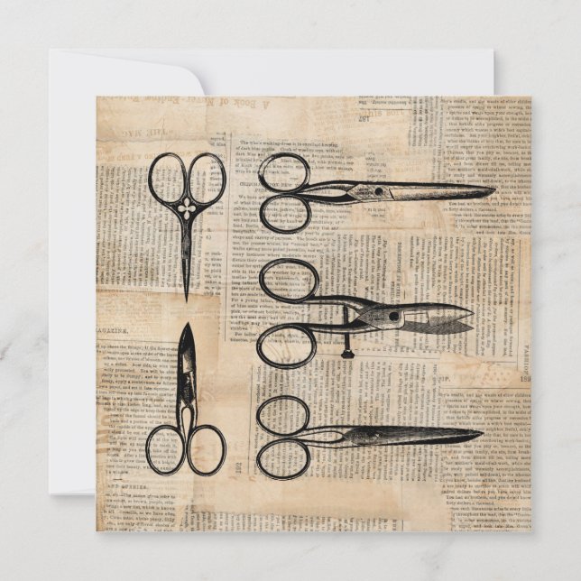 Convite Vintage Barbers Shears Tesouras Anticas (Frente)