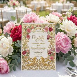 Convite Vintage Baroque Romantic Angel Garden Wedding