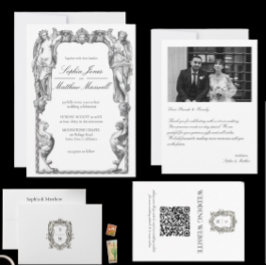 Convite Vintage Baroque Statue Fine Art Renaissance