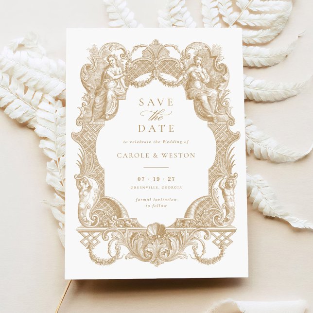 Convite Vintage Barroco Floral Vintage Data Salva (Criador carregado)