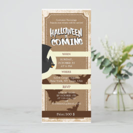 Convite Vintage Bat Party Ticket , Halloween está chegando