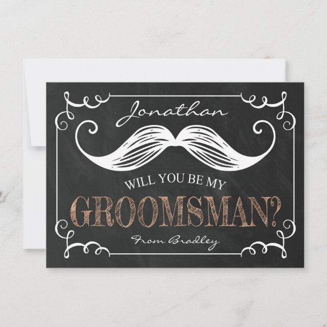 Convite Vintage Be My Groomsmen | Padrinho (Frente)
